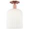 Bridal Veil 8"W Antique Copper Semi-Flush Mount With Gloss White Shade