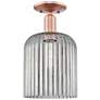 Bridal Veil 8"W Antique Copper Semi-Flush Mount With Light Smoke Shade