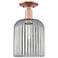 Bridal Veil 8"W Antique Copper Semi-Flush Mount With Light Smoke Shade