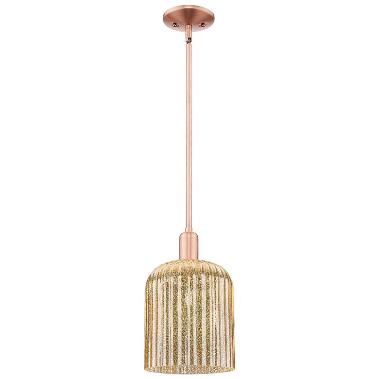 Image 1 Bridal Veil 8"W Antique Copper Stem Mini Pendant With Mercury Shade
