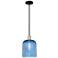 Bridal Veil 8"W Black Antique Brass Stem Mini Pendant With Blue Shade