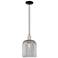 Bridal Veil 8"W Black Brass Cord Mini Pendant With Light Smoke Shade