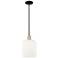 Bridal Veil 8"W Black Brass Stem Mini Pendant With Gloss White Shade