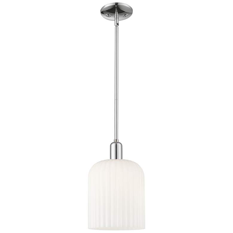 Image 1 Bridal Veil 8"W Chrome Stem Mini Pendant With Gloss White Shade