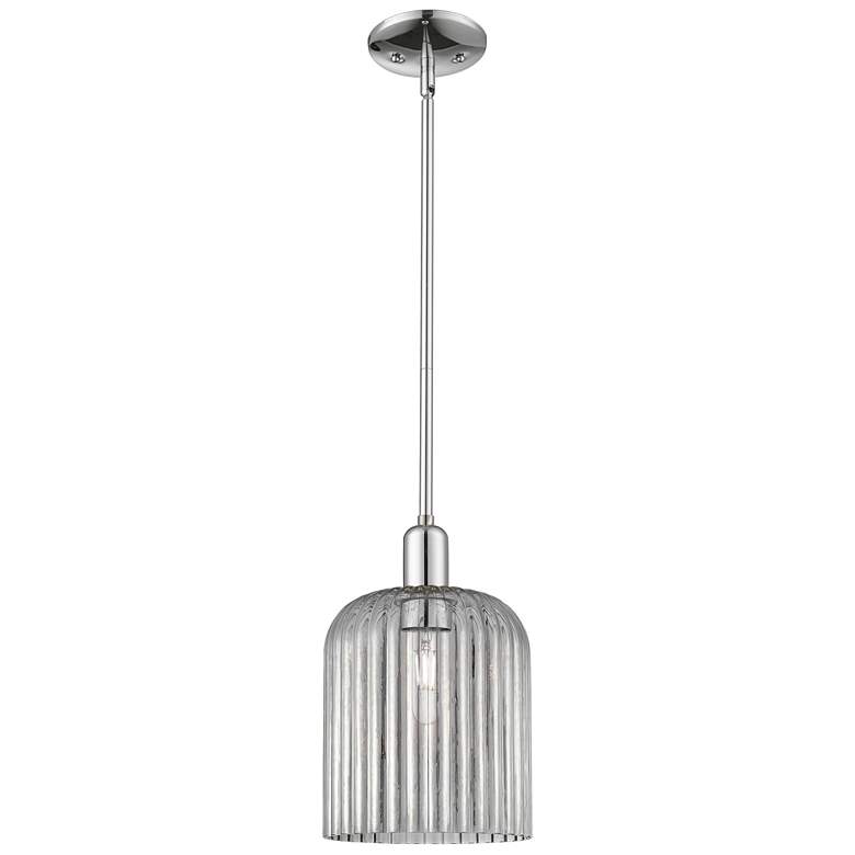Image 1 Bridal Veil 8"W Chrome Stem Mini Pendant With Light Smoke Shade