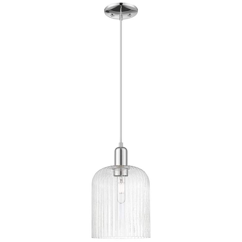 Image 1 Bridal Veil 8"W Polished Chrome Cord Hung Mini Pendant With Seedy Shade