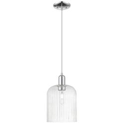 Bridal Veil 8"W Polished Chrome Cord Hung Mini Pendant With Seedy Shade