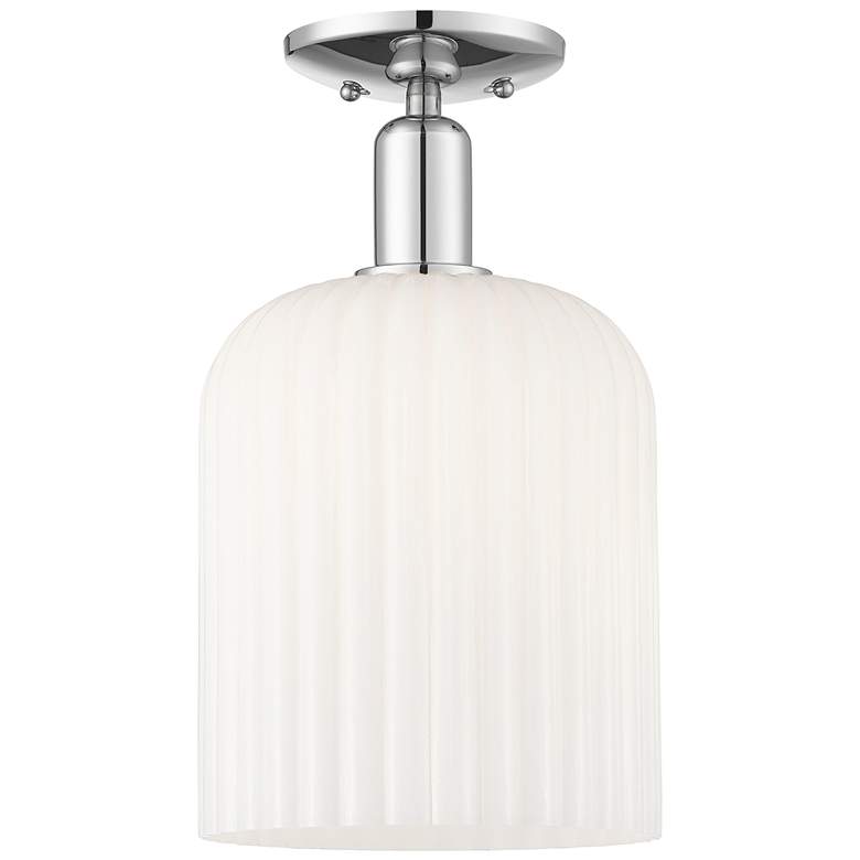 Image 1 Bridal Veil 8"W Polished Chrome Semi-Flush Mount With Gloss White Shade