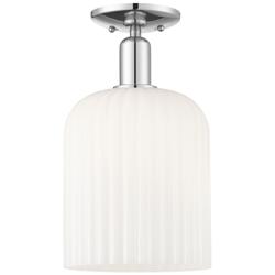 Bridal Veil 8"W Polished Chrome Semi-Flush Mount With Gloss White Shade