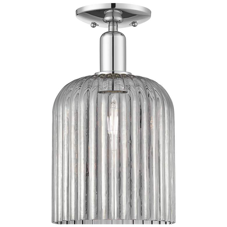 Image 1 Bridal Veil 8"W Polished Chrome Semi-Flush Mount With Light Smoke Shade