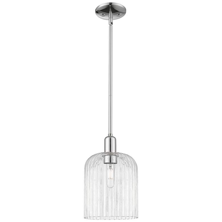 Image 1 Bridal Veil 8"W Polished Chrome Stem Hung Mini Pendant With Clear Shade