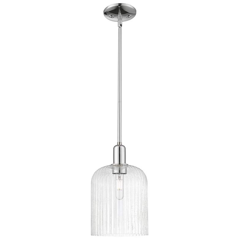 Image 1 Bridal Veil 8"W Polished Chrome Stem Hung Mini Pendant With Seedy Shade