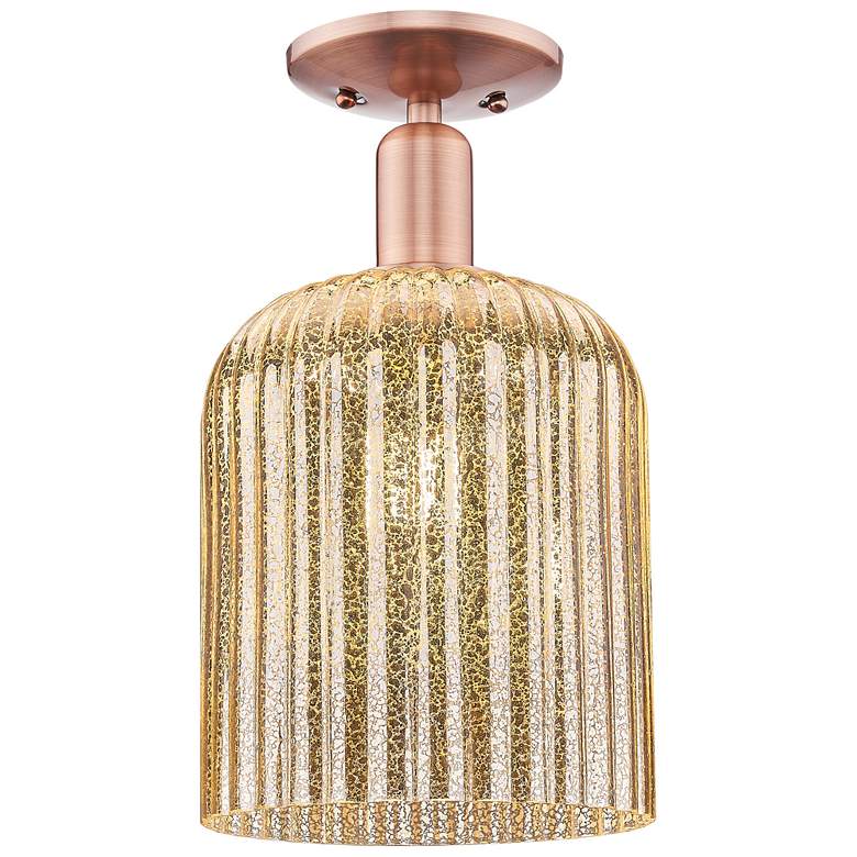 Image 1 Bridal Veil 8" Wide Antique Copper Semi-Flush Mount With Mercury Shade
