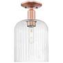 Bridal Veil 8" Wide Antique Copper Semi-Flush Mount With Seedy Shade