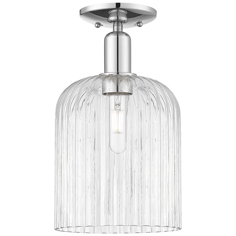 Image 1 Bridal Veil 8" Wide Polished Chrome Semi-Flush Mount With Clear Shade