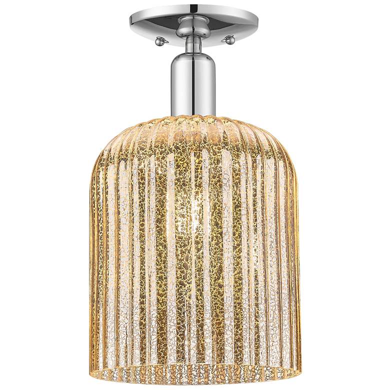 Image 1 Bridal Veil 8" Wide Polished Chrome Semi-Flush Mount With Mercury Shade