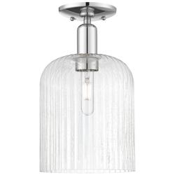Bridal Veil 8" Wide Polished Chrome Semi-Flush Mount With Seedy Shade