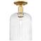 Bridal Veil 8" Wide Satin Gold Semi-Flush Mount With Seedy Shade