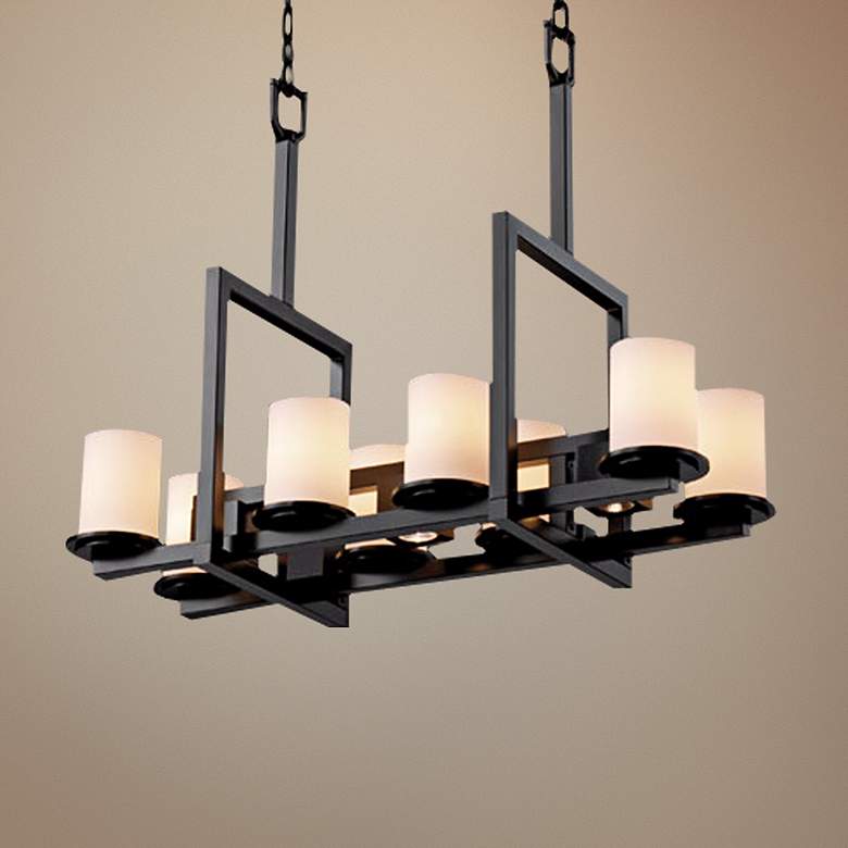 Image 1 Bridge 34 inchW Black Opal White Kitchen Island Light Chandelier