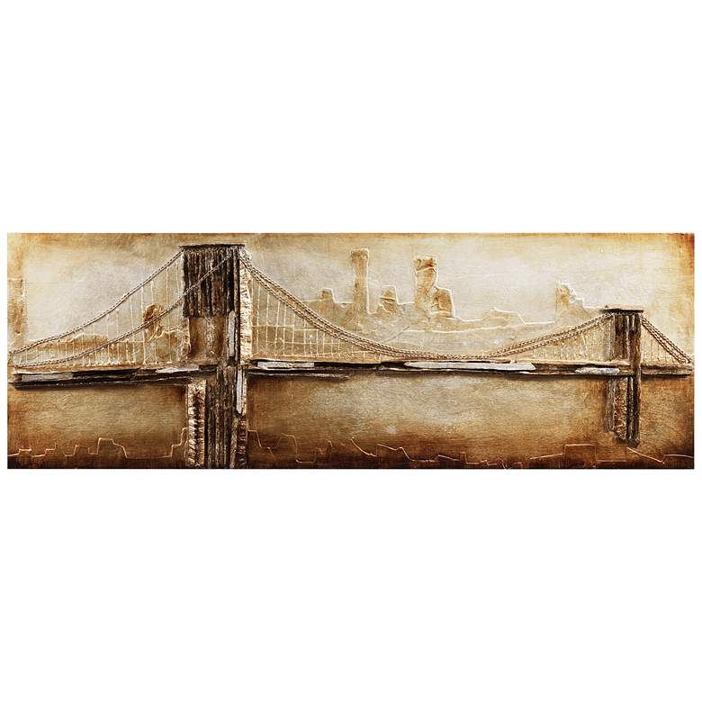 Image 3 Bridge to the City 2 64"W Metallic Rugged Wooden Wall Art