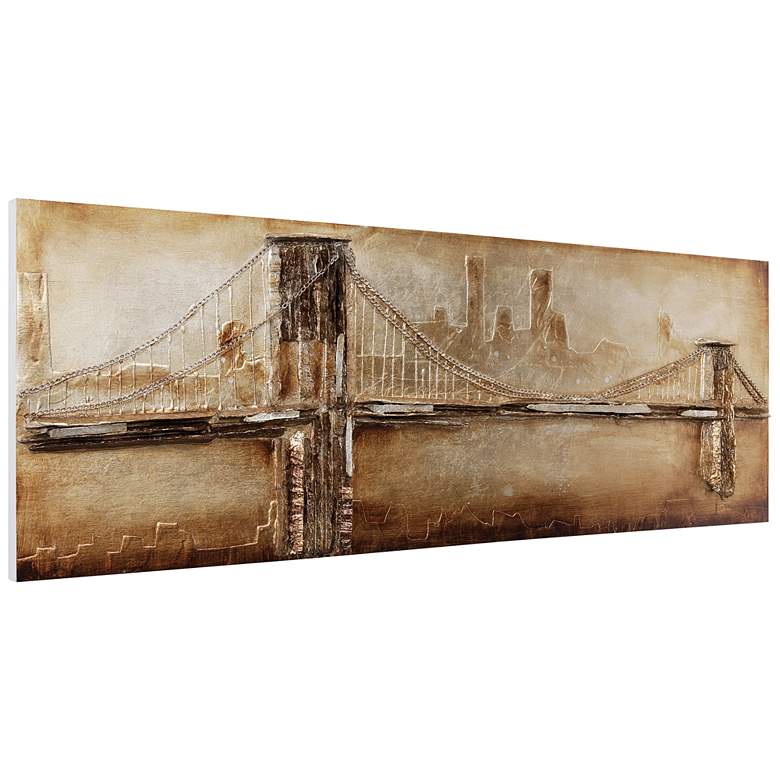 Image 6 Bridge to the City 2 64"W Metallic Rugged Wooden Wall Art more views