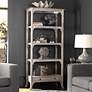 1_Bridgely 33" Wide Aged White Wood 1-Drawer 4-Shelf Etagere