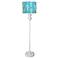Bridgeport White Floor Lamp with Aqua Sea Horses Shade
