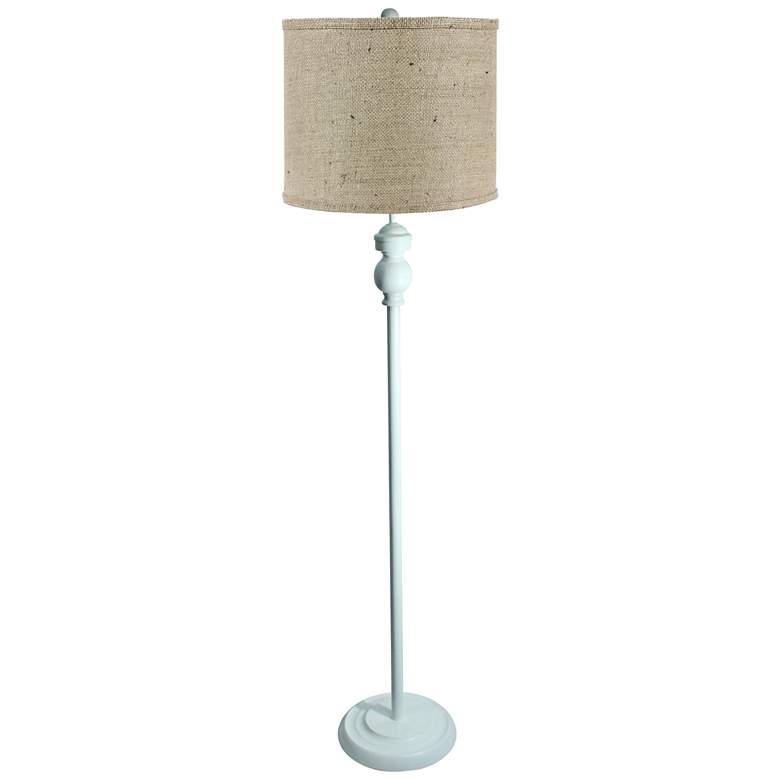 Image 1 Bridgeport White Floor Lamp with Natural Burlap Shade
