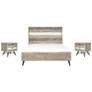 Bridges 3 Piece Queen Bedroom Set in Two Tone Grey Acacia Wood and Steel