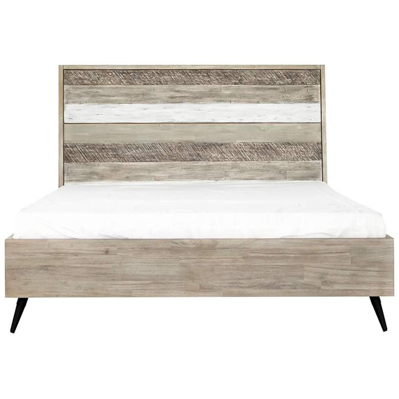 Image 1 Bridges King Platform Bed in Two Tone Grey Acacia Wood and Steel