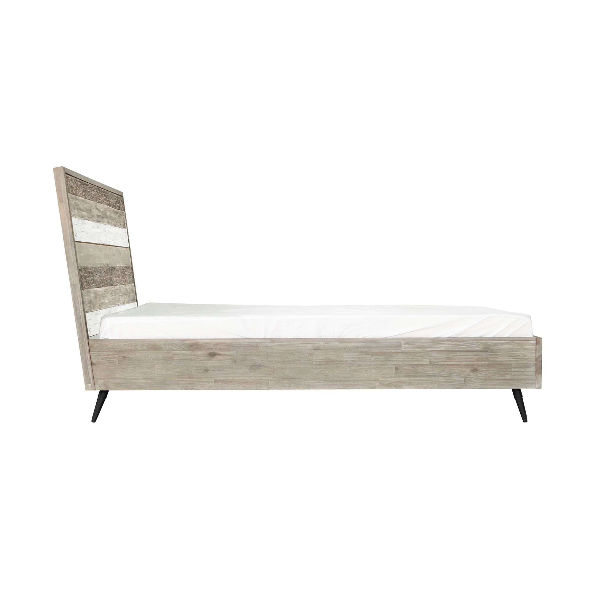 Image 4 Bridges King Platform Bed in Two Tone Grey Acacia Wood and Steel more views