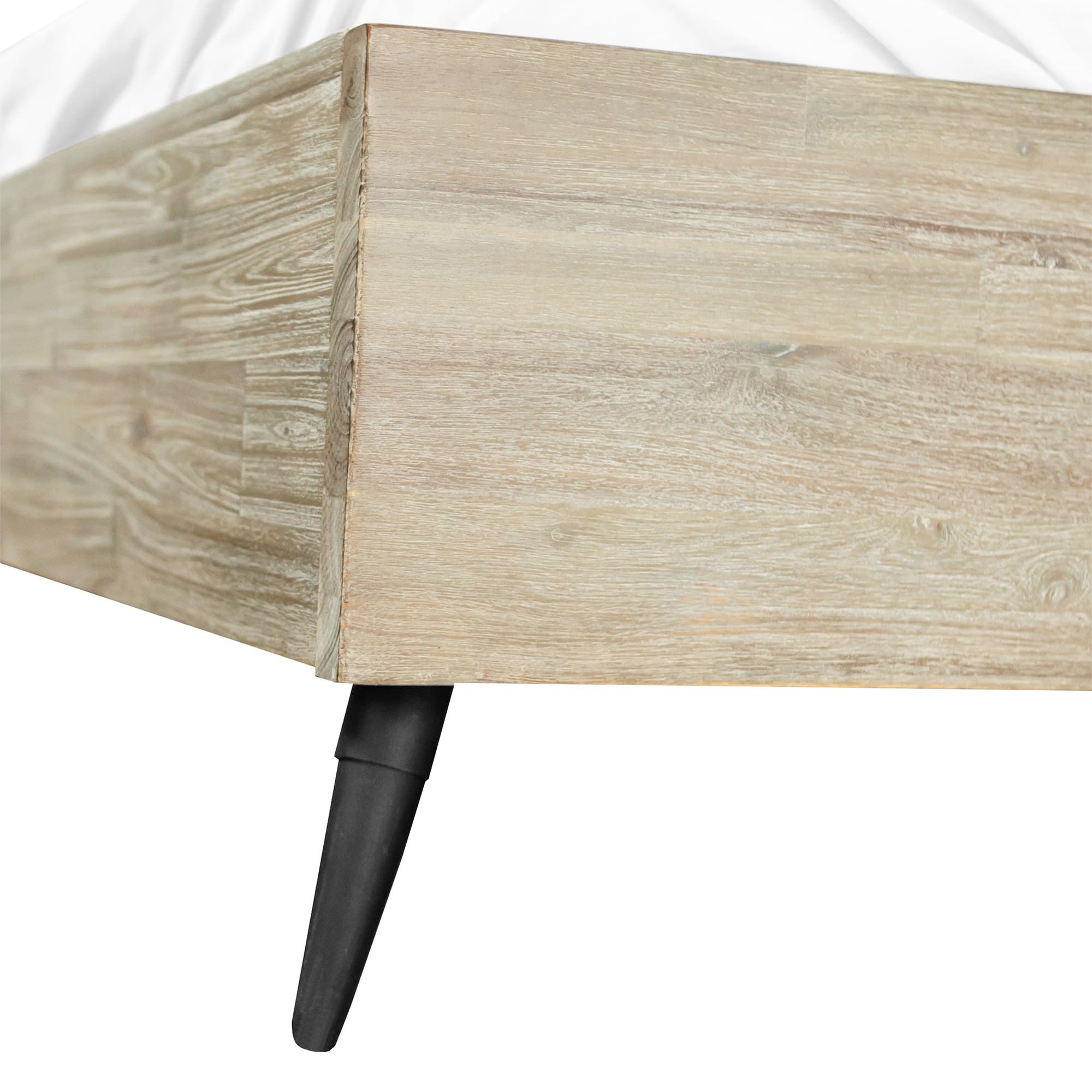 Image 6 Bridges King Platform Bed in Two Tone Grey Acacia Wood and Steel more views