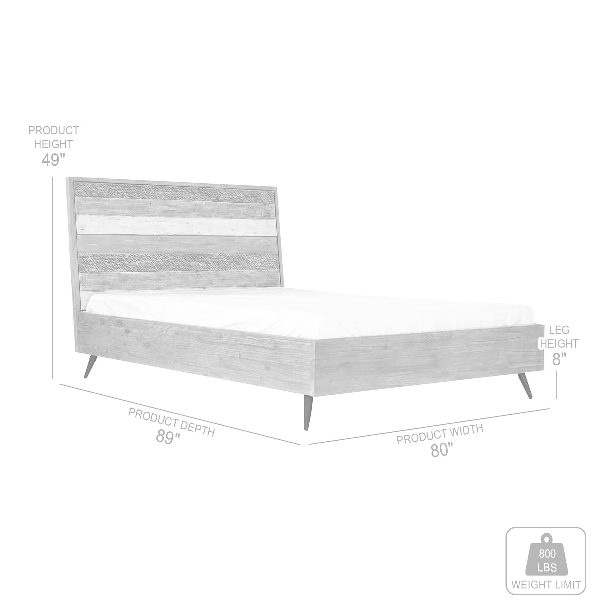 Image 7 Bridges King Platform Bed in Two Tone Grey Acacia Wood and Steel more views