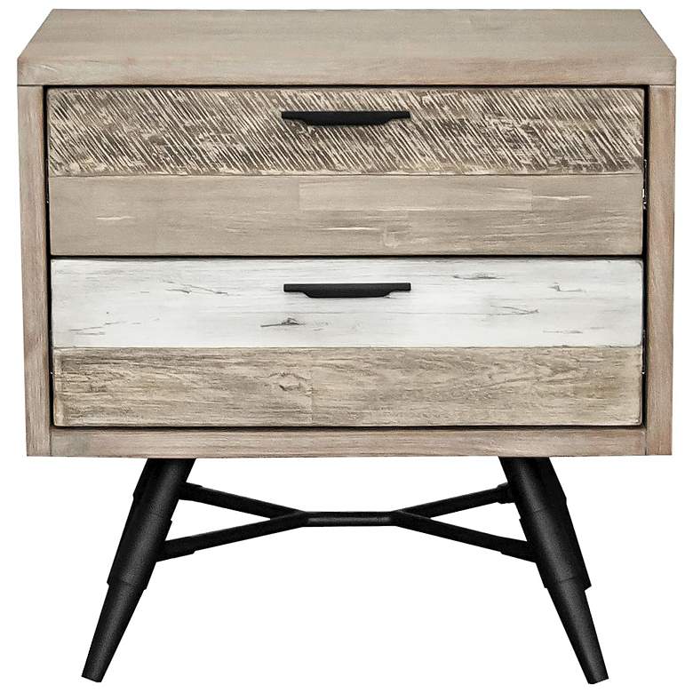 Image 1 Bridges Nightstand with 2 Drawers in Two Tone Acacia Wood