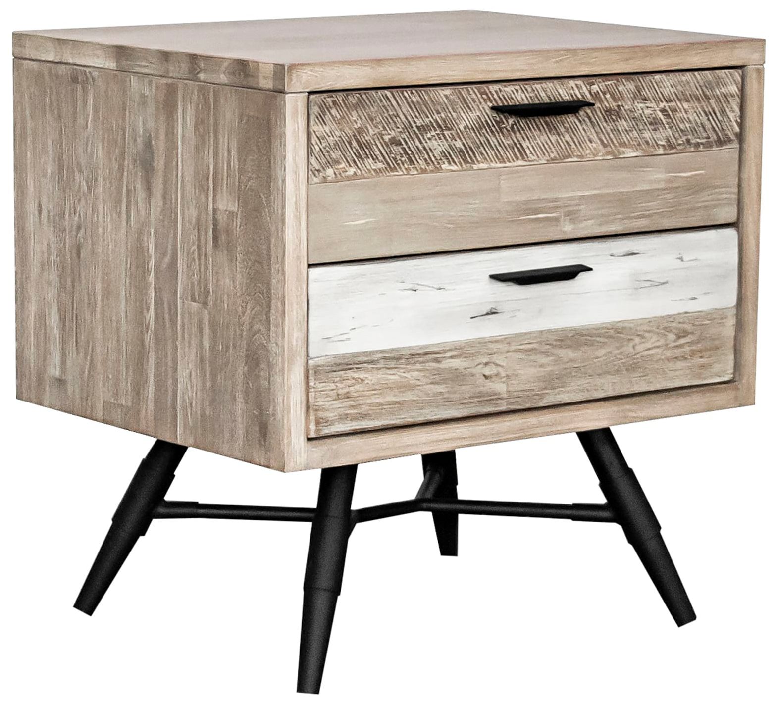 Image 3 Bridges Nightstand with 2 Drawers in Two Tone Acacia Wood more views