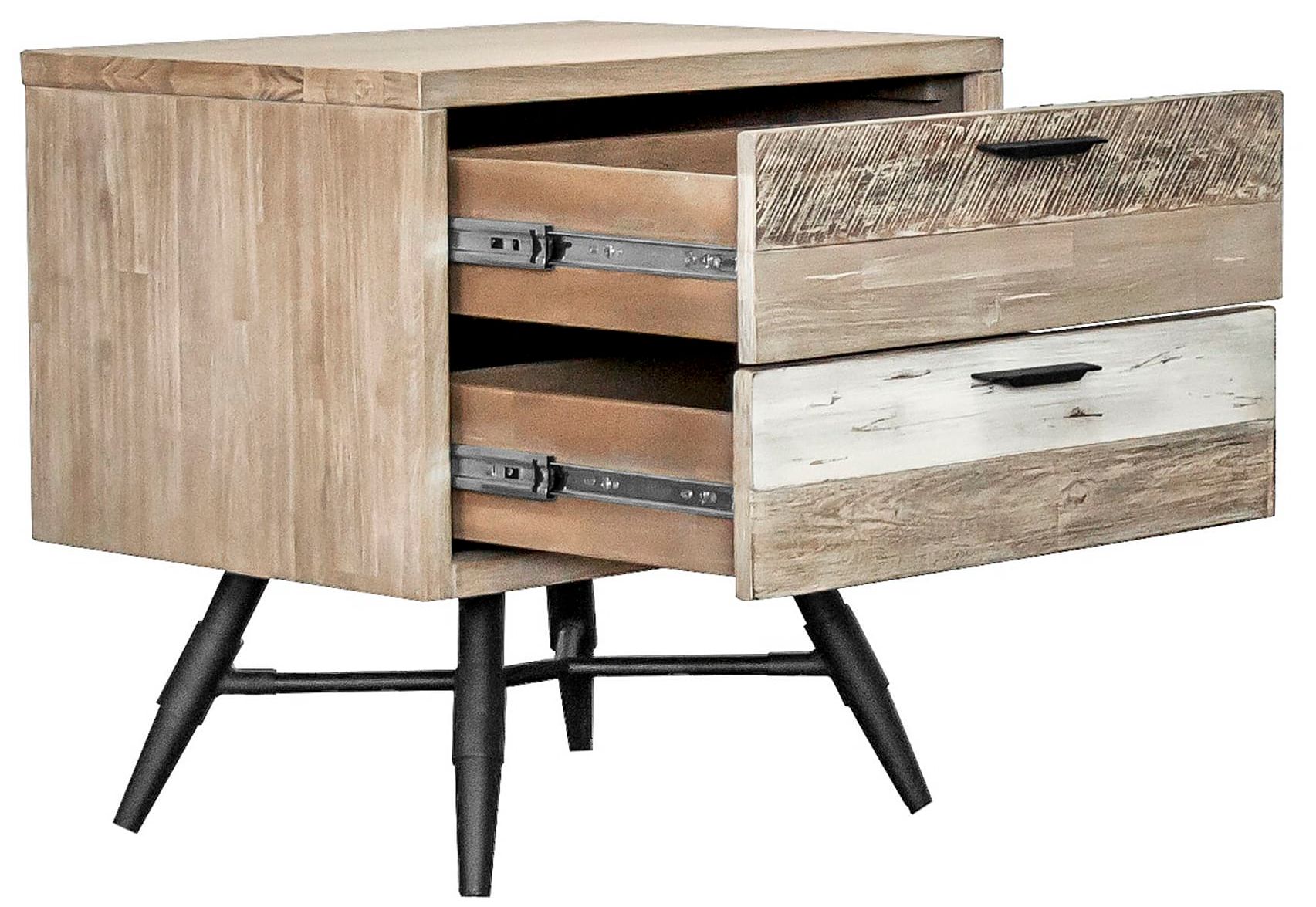 Image 4 Bridges Nightstand with 2 Drawers in Two Tone Acacia Wood more views