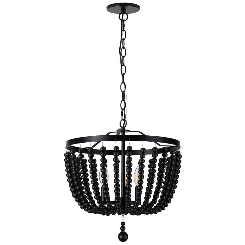 Image 1 Bridget 16" Wide 3-Light Matte Black Finish Pendant w/ Black Shade
