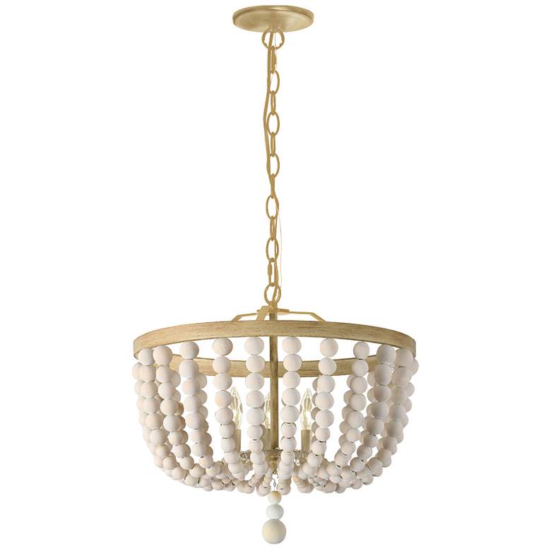 Image 1 Bridget 16" Wide 3-Light White Finish Pendant w/ Vintage White Shade