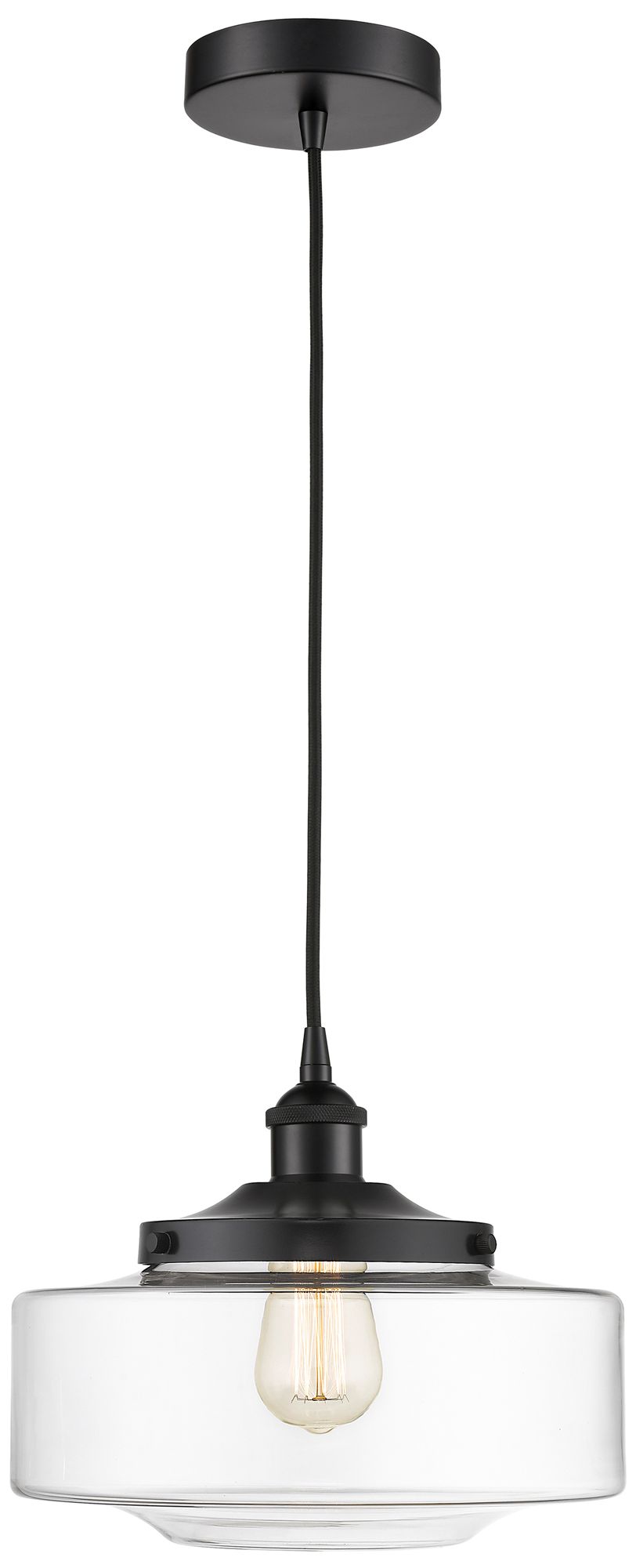 Bridgeton 12" Wide Matte Black Corded Mini Pendant With Clear Shade