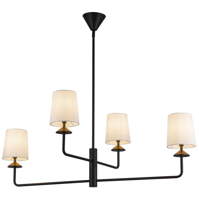 Image 1 Bridgette 44 1/2"W Black and White Linen 4-Light Chandelier