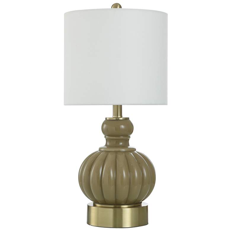 Image 1 Bridgewater Tan - Brown Glass And Gold Steel Table Lamp With White Shade