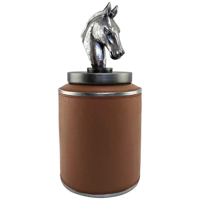 Image 1 Bridled Brown and Silver Large Horse Pot