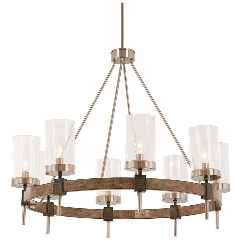 Image 2 Bridlewood 32" Wide Nickel Stone Gray 8-Light Chandelier