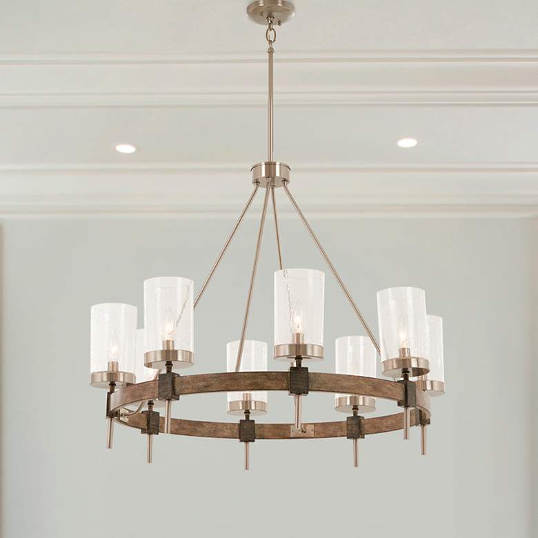 Image 1 Bridlewood 32" Wide Nickel Stone Gray 8-Light Chandelier