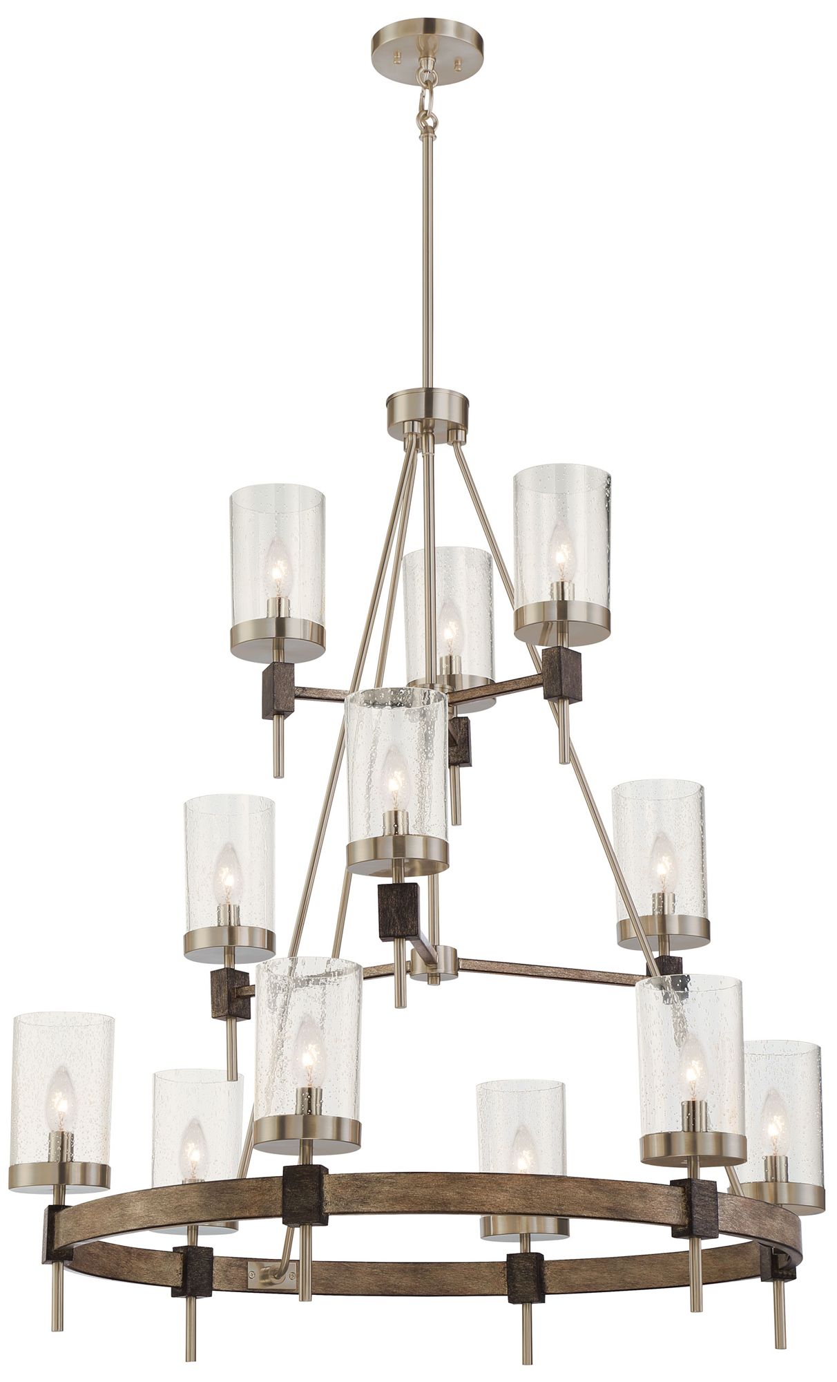 Bridlewood 34"W Nickel and Stone Gray 12-Light Chandelier