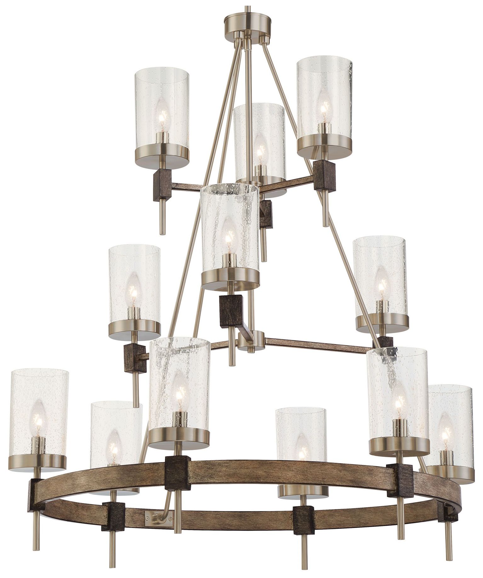 Image 2 Bridlewood 34"W Nickel and Stone Gray 12-Light Chandelier more views