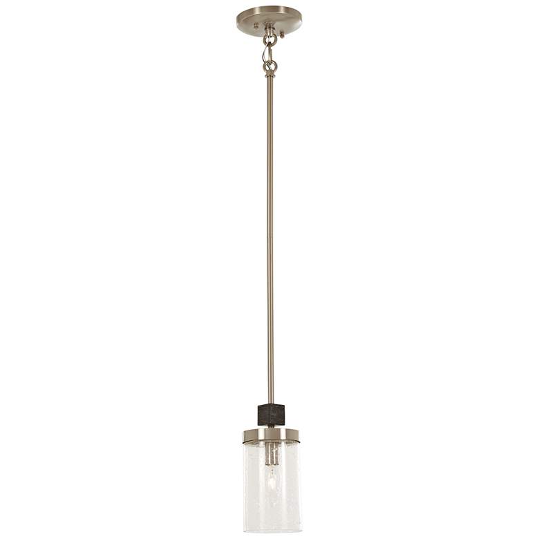 Image 2 Bridlewood 4 inchW Stone Gray and Brushed Nickel Mini Pendant