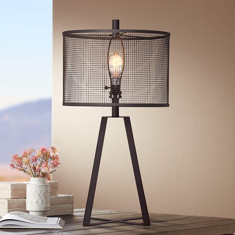 Image 1 Bridwell Black Iron Cut Out Metal Shade LED Table Lamp