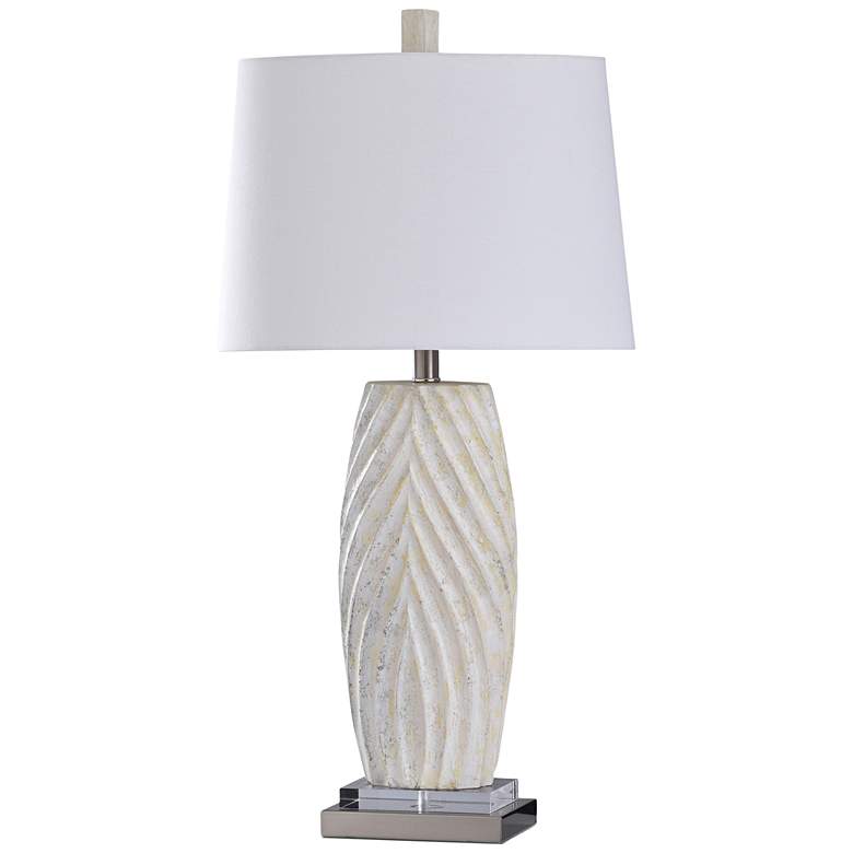 Image 1 Brie White Sand Painted Vase Table Lamp