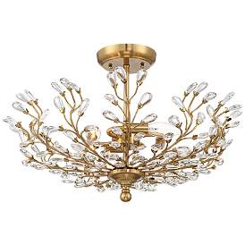 Image2 of Brielle 18 1/2" Wide 4-Light Brass Branch and Crystal Ceiling Light